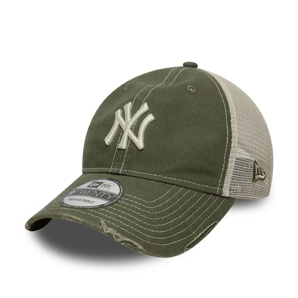 New York Yankees MLB Cotton Canvas Green 9TWENTY Trucker Adjustable Cap