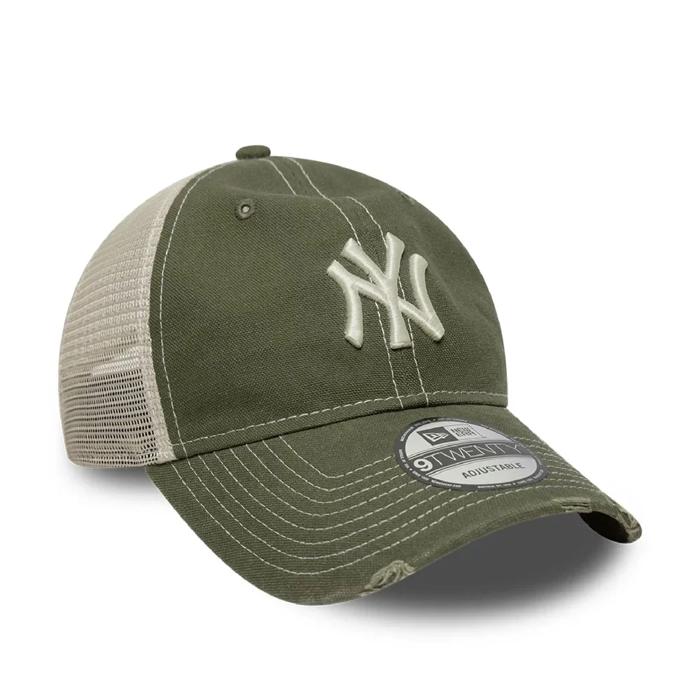 New York Yankees MLB Cotton Canvas Green 9TWENTY Trucker Adjustable Cap - Image 2