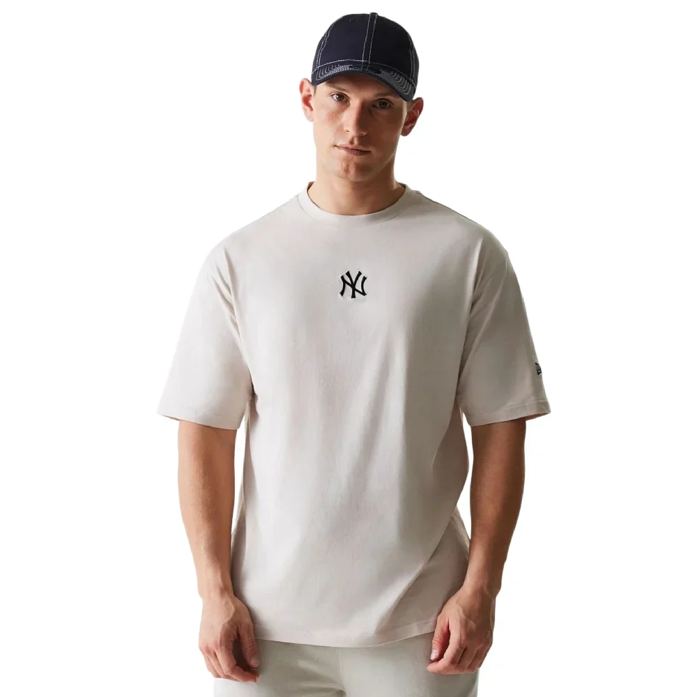 New York Yankees MLB League Essential Cream Oversized T-Shirt