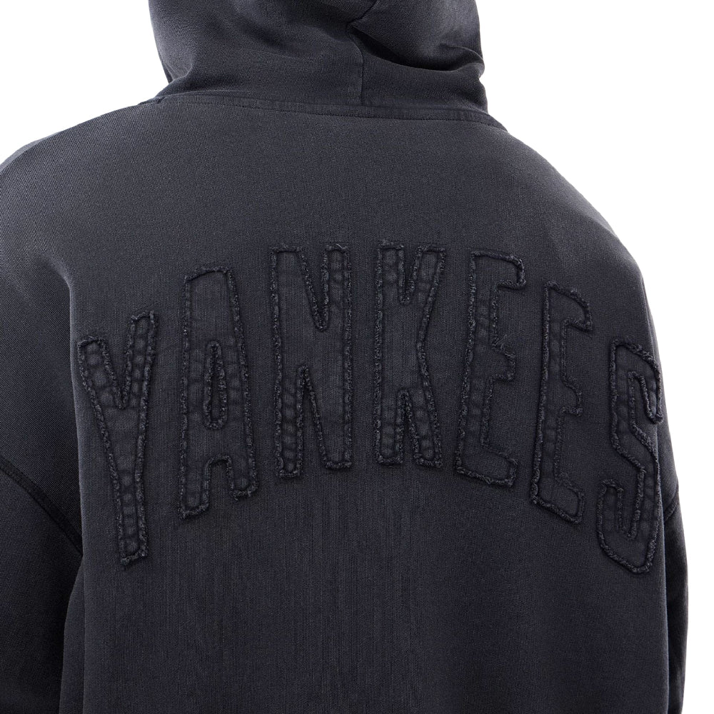 New York Yankees MLB Washed Black Full Zip Hoodie - Image 4