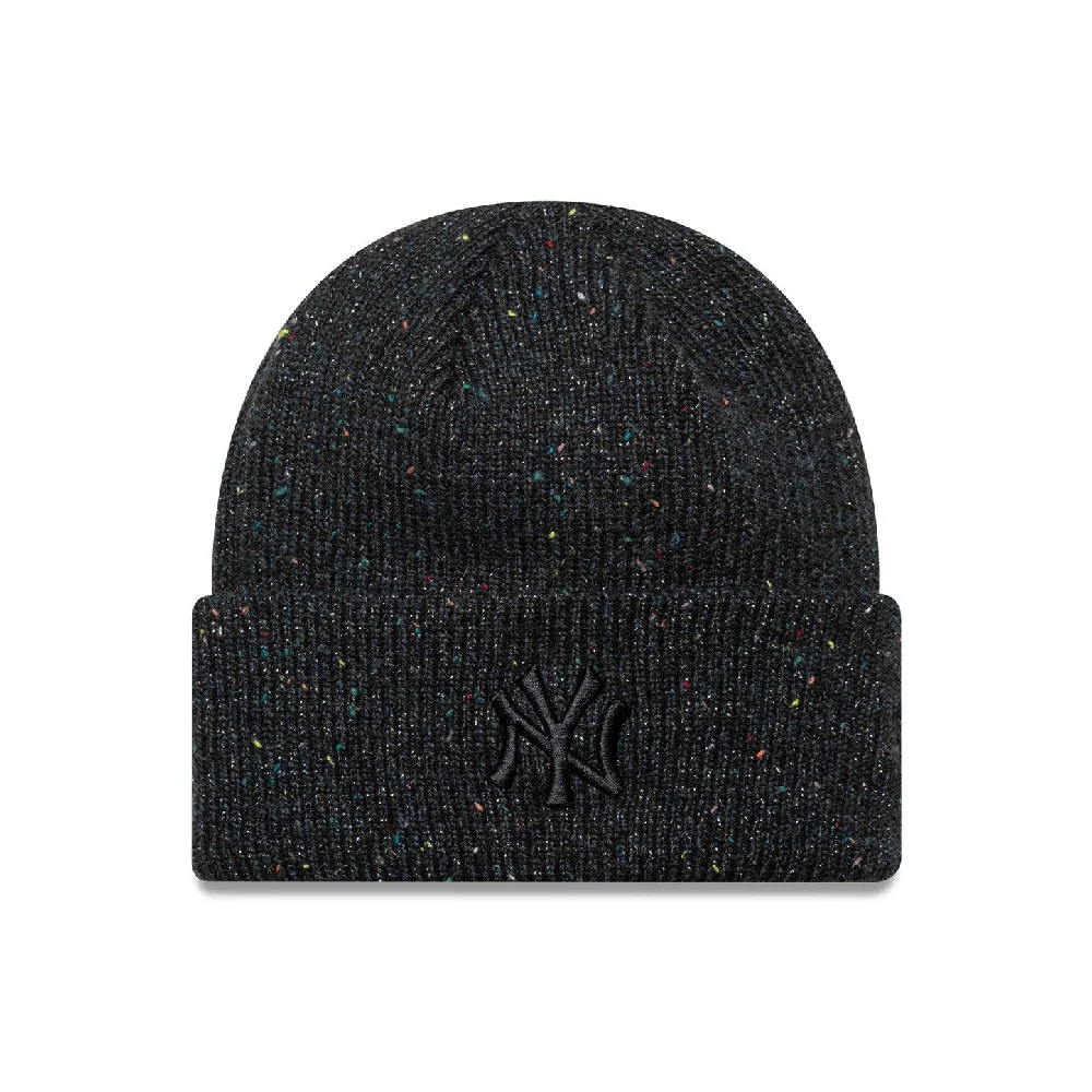 New York Yankees Womens MLB Glitter Black Cuff Knit Beanie Hat