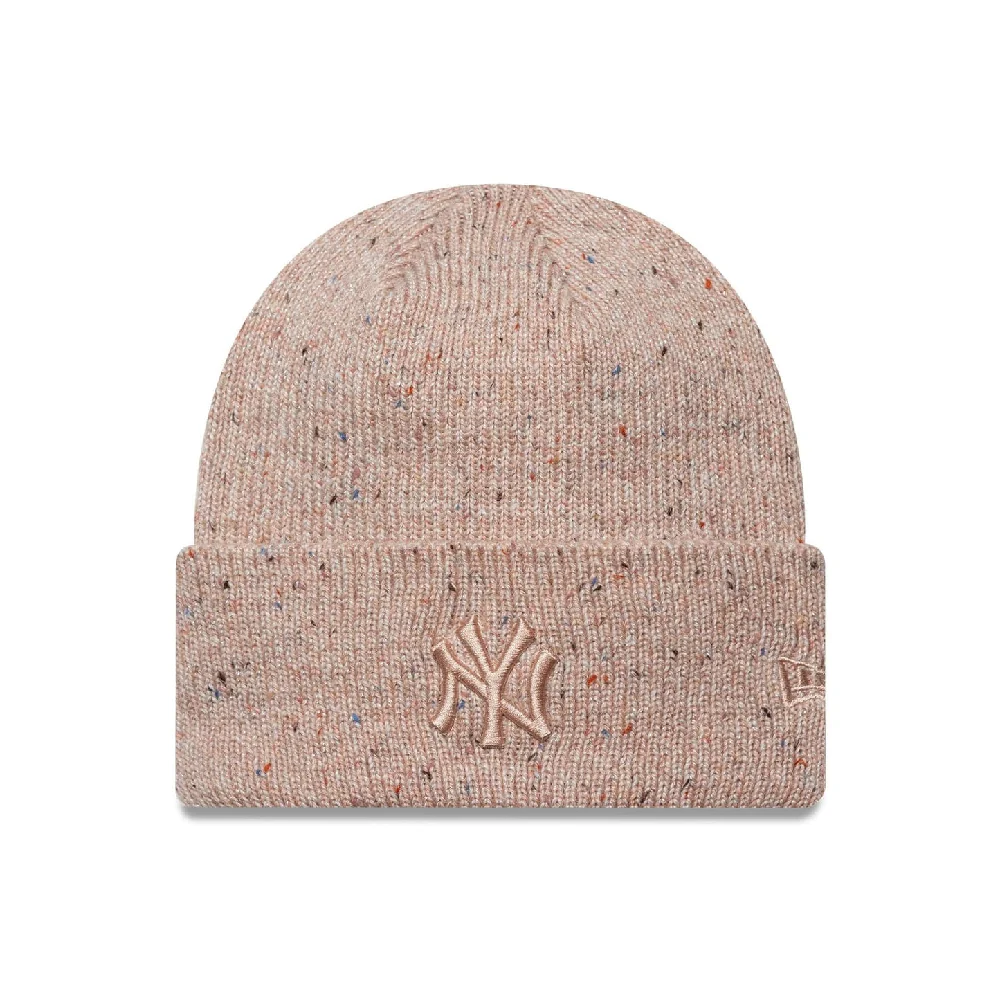 New York Yankees Womens MLB Glitter Pastel Pink Cuff Knit Beanie Hat