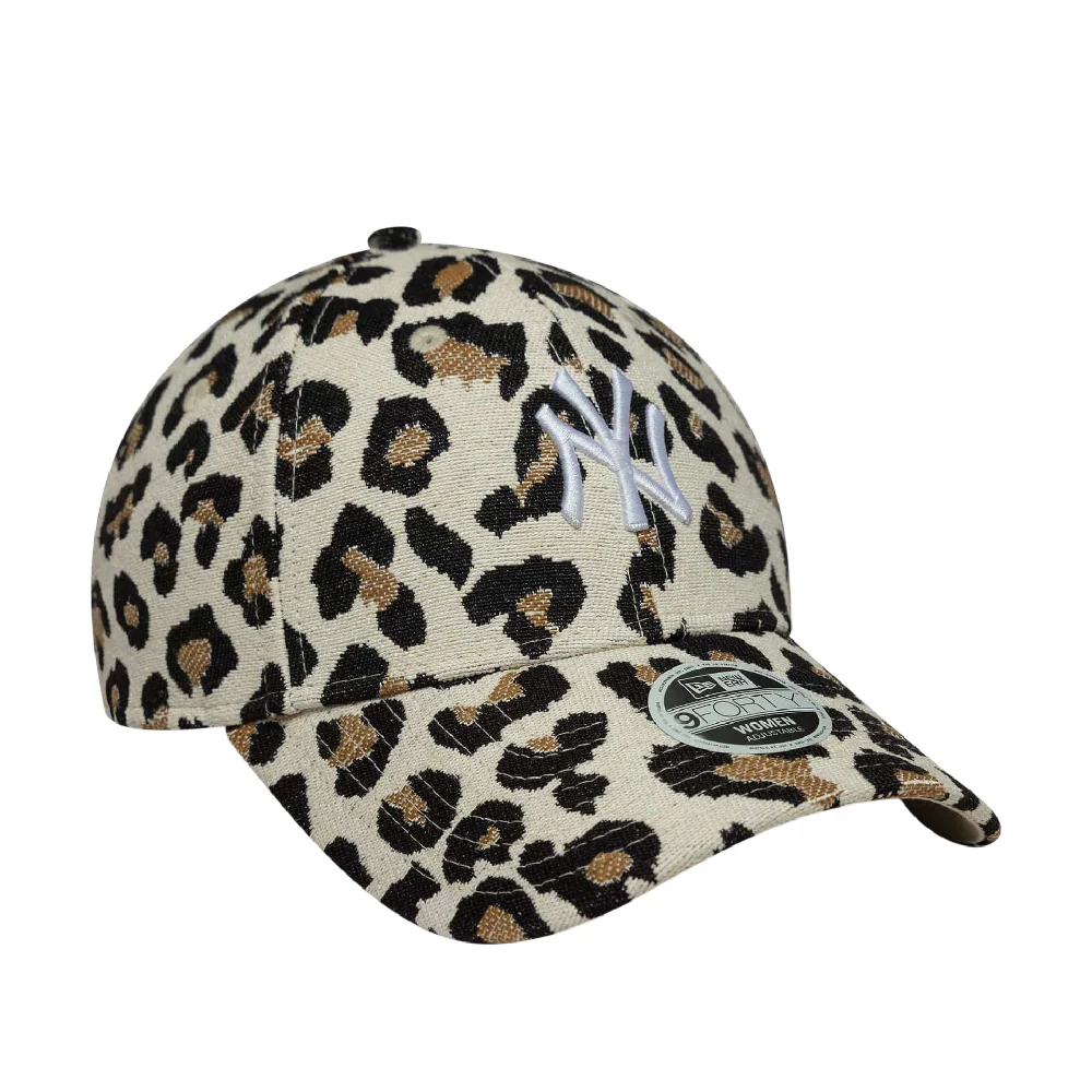 New York Yankees Womens MLB Leopard Midi Light Beige 9FORTY Cap - Image 2