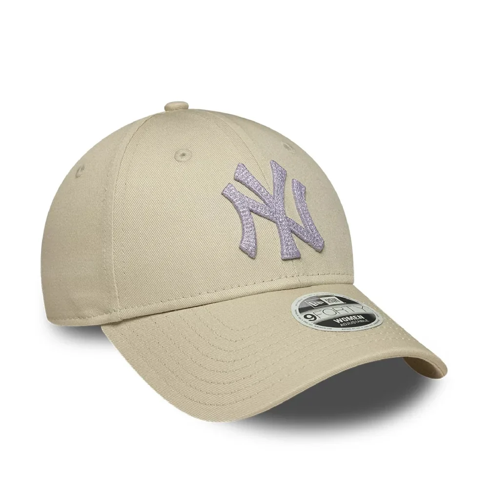 New York Yankees Womens MLB Metallic Light Beige 9FORTY Adjustable Cap - Image 2