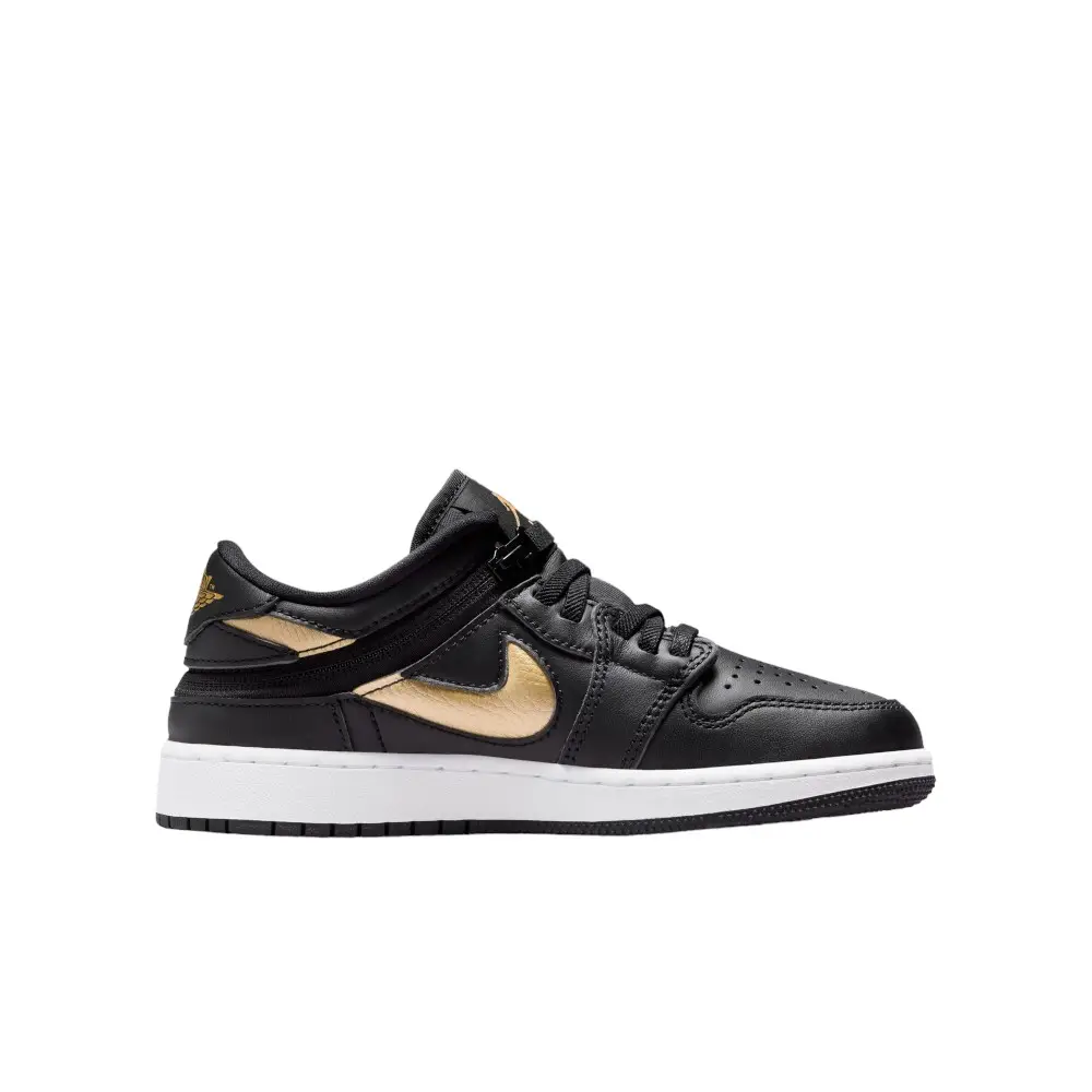 Air Jordan 1 Low Flyease Black Metallic Gold (Gs) - Image 3
