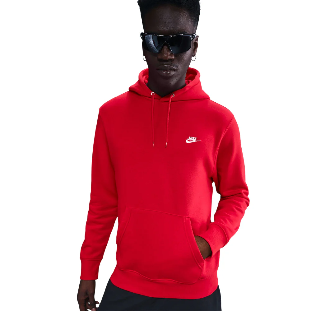 Club Pullover Fleece Hoodie Red - Image 3
