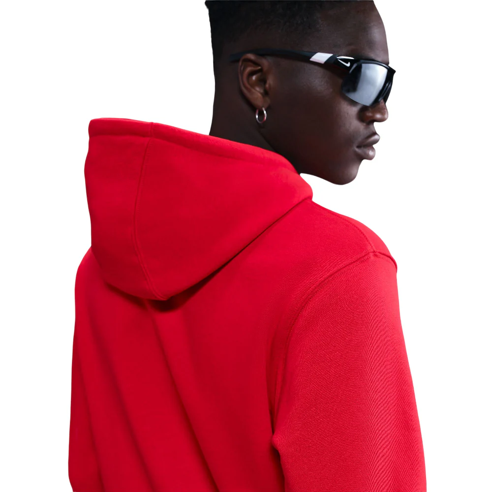 Club Pullover Fleece Hoodie Red - Image 4
