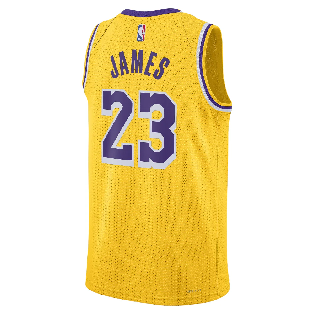 Los Angeles Lakers Icon Edition Dri-FIT NBA Swingman Jersey Yellow - Image 2