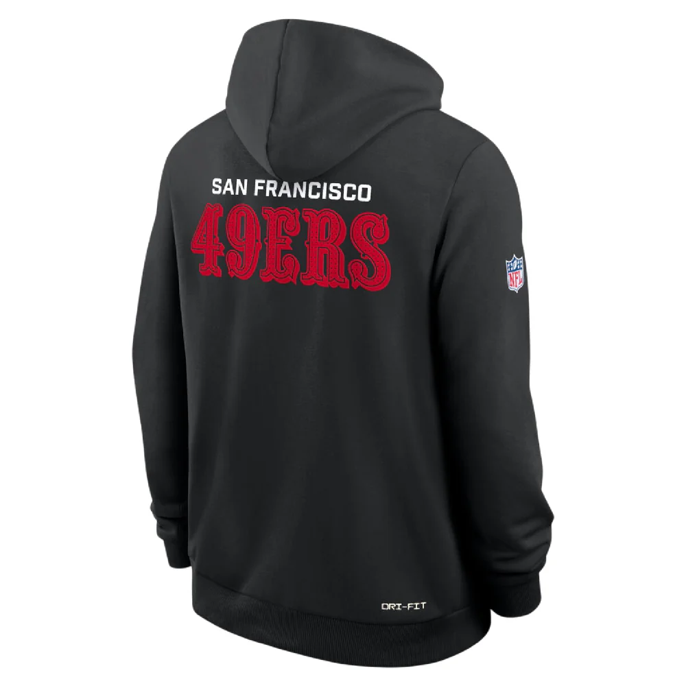 NFL San Francisco 49ers Nike 2025 Sideline Standard Issue Club Dri-FIT Hoodie Black - Image 2