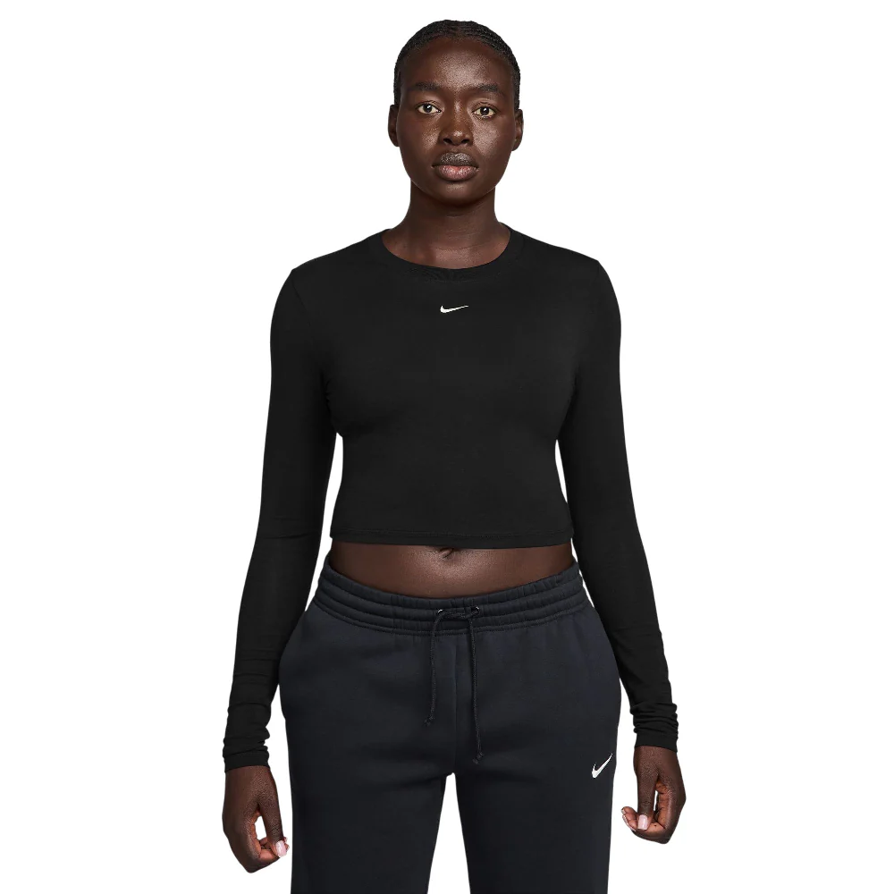 Sportswear Chill Knit Slim Long-Sleeve Cropped Top Black