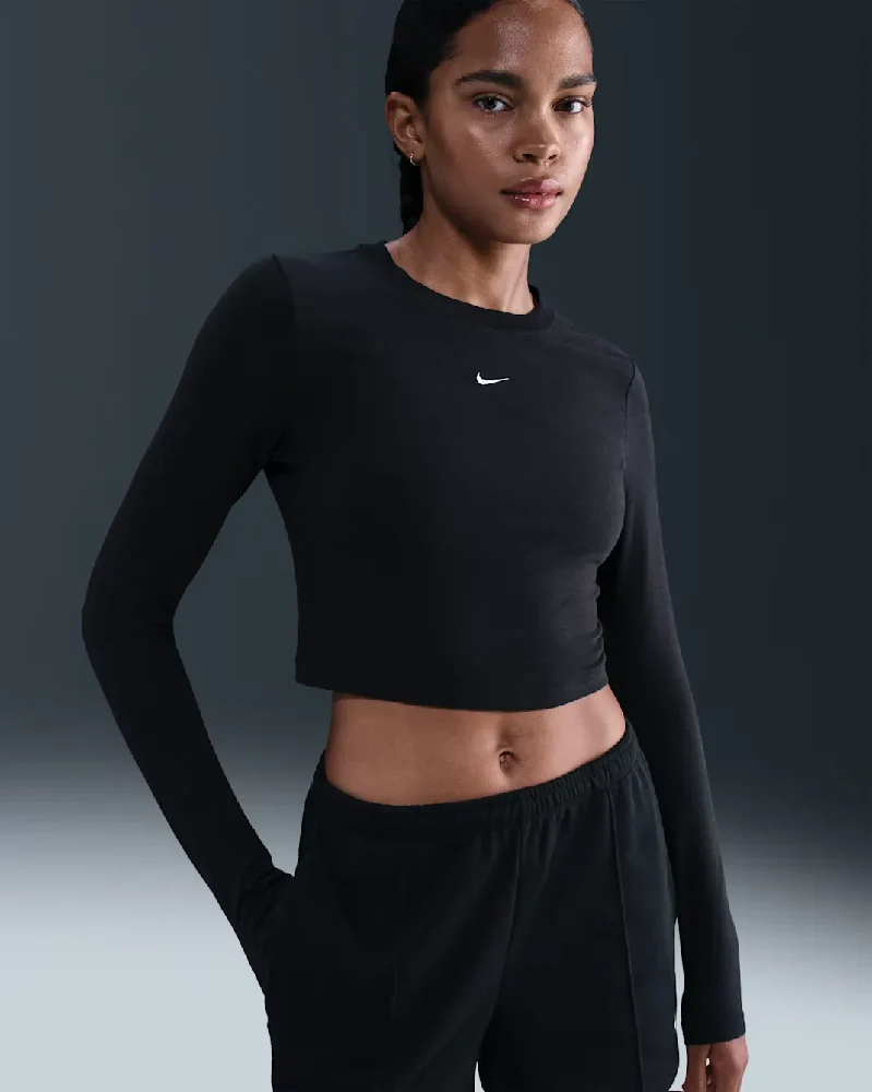 Sportswear Chill Knit Slim Long-Sleeve Cropped Top Black - Image 5