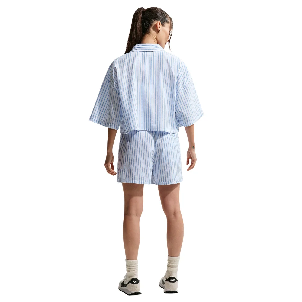 Sportswear Chill Poplin Loose Mid-Rise Stripe Shorts Blue - Image 3