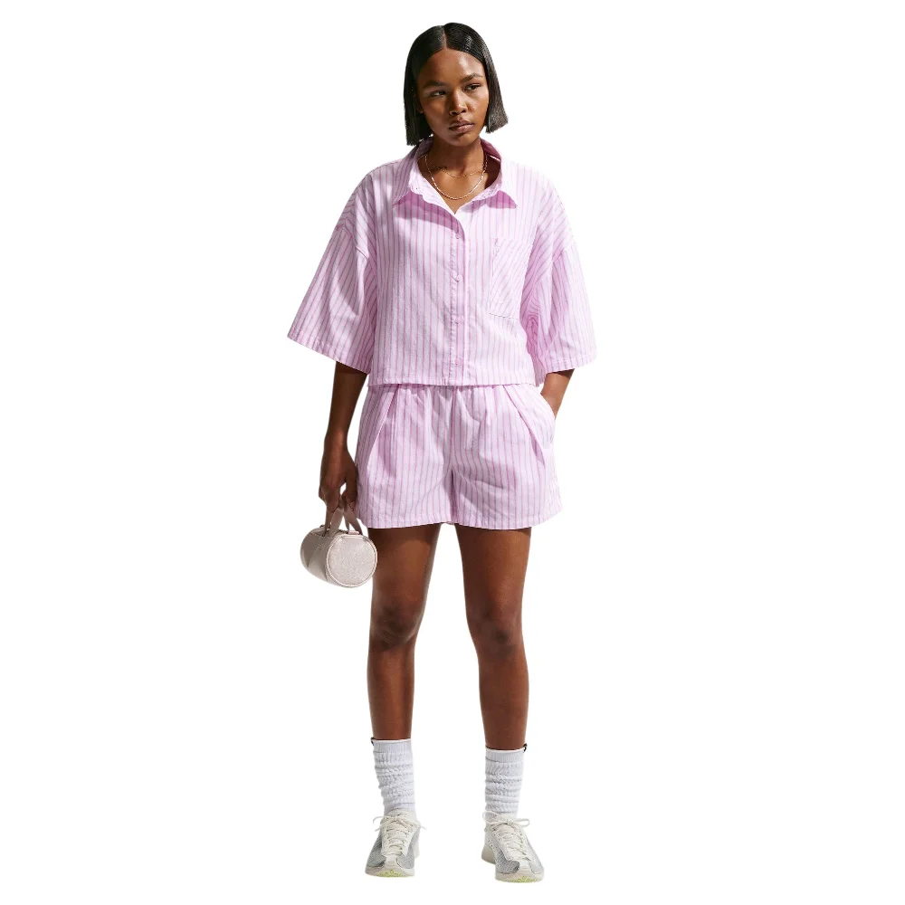 Sportswear Chill Poplin Loose Mid-Rise Stripe Shorts Purple - Image 2