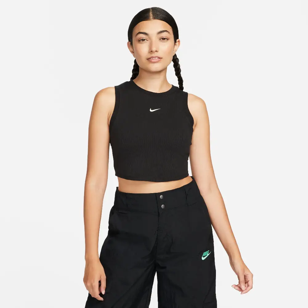 Sportswear Essential Rib Crop Tank Top Black - Image 4