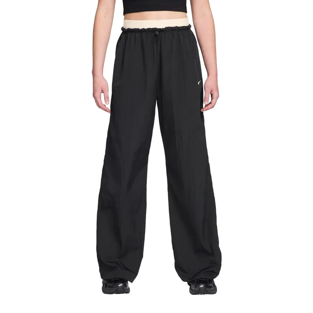 Sportswear Loose High-Waisted Parachute Pants Black