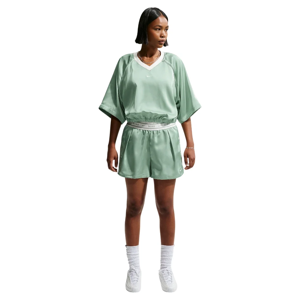 Sportswear Loose Mid-Rise Satin Shorts Grey - Image 2