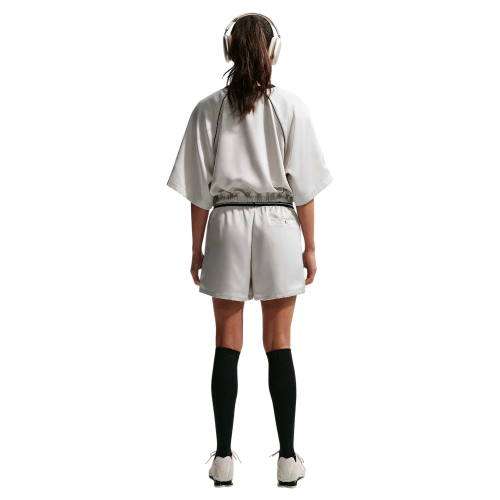 Sportswear Loose Mid-Rise Satin Shorts White - Image 3