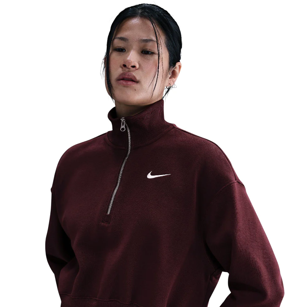 Sportswear Phoenix Fleece 1/4-Zip Cropped Sweatshirt Red - Image 3