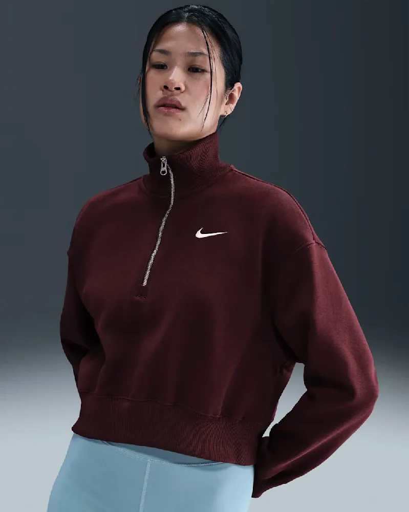 Sportswear Phoenix Fleece 1/4-Zip Cropped Sweatshirt Red - Image 5