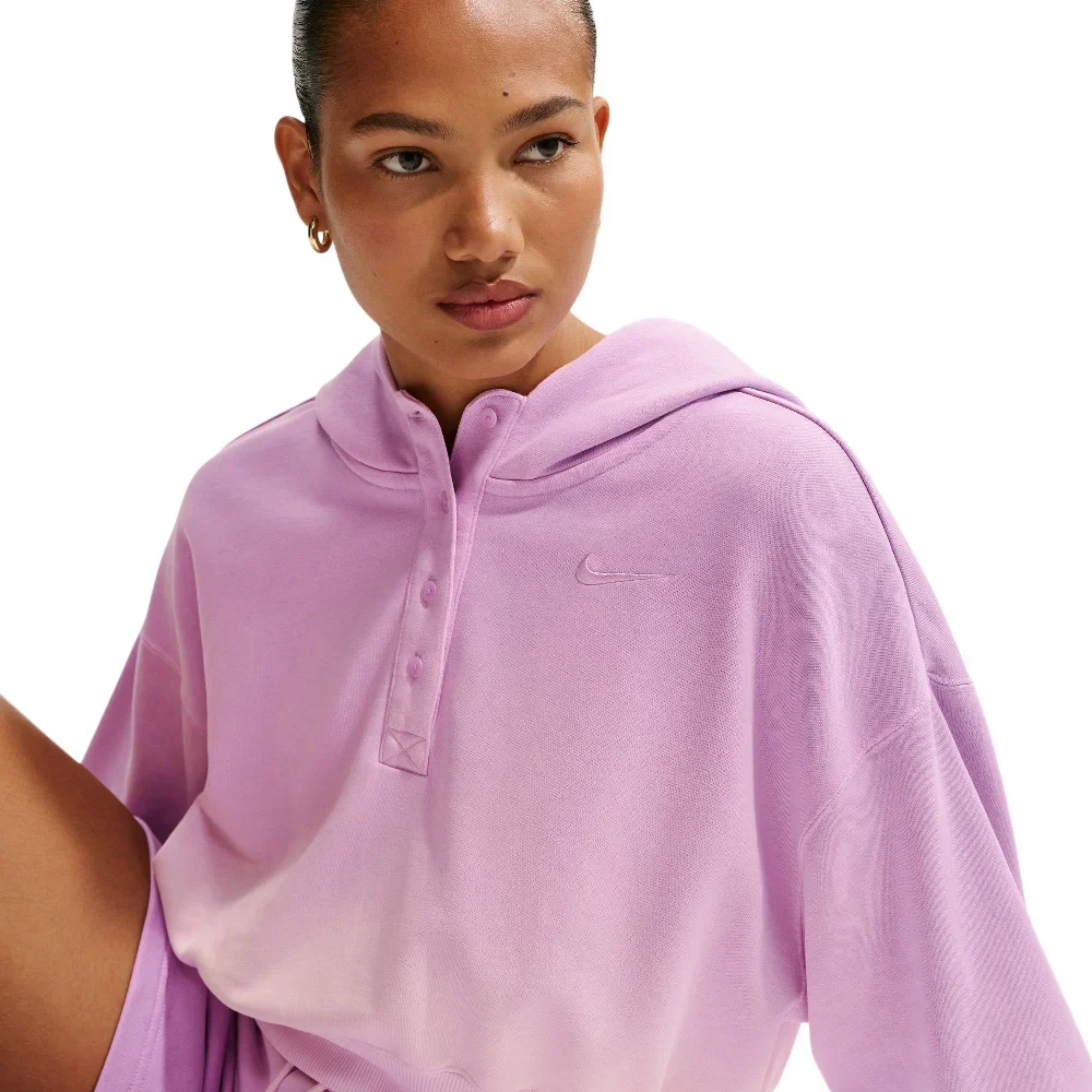 Sportswear Phoenix Fleece Oversized Henley Hoodie Red - Image 3