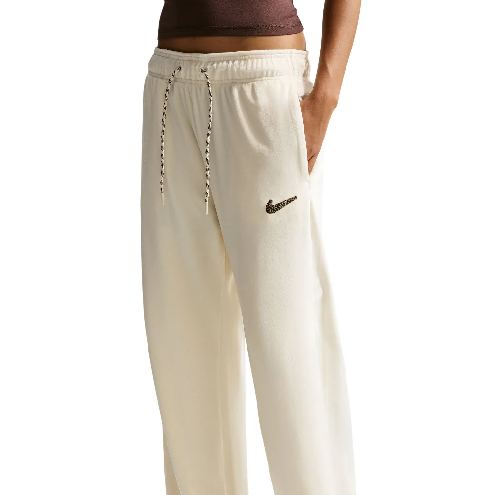 Sportswear Trend High-Rise Wide Velour Pants White - Image 3