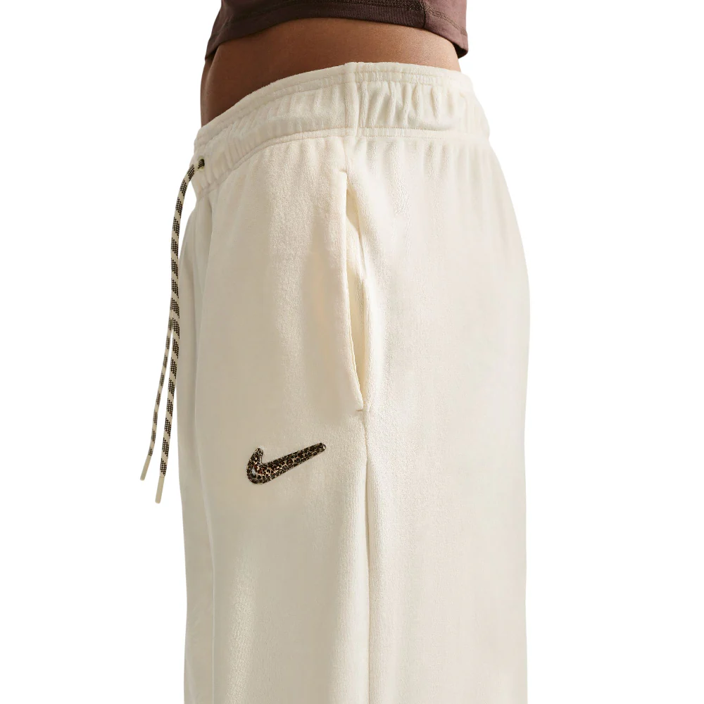 Sportswear Trend High-Rise Wide Velour Pants White - Image 4