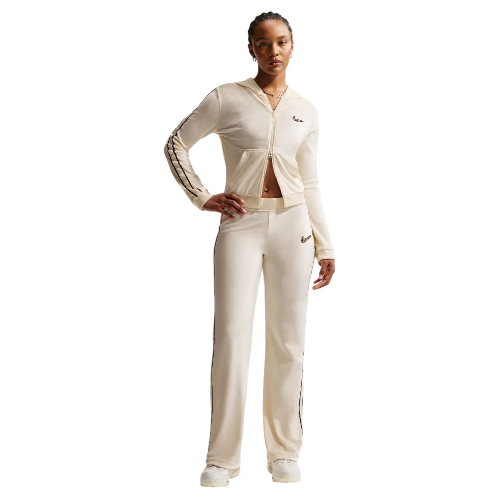 Sportswear Trend Velour Full-Zip Hoodie White