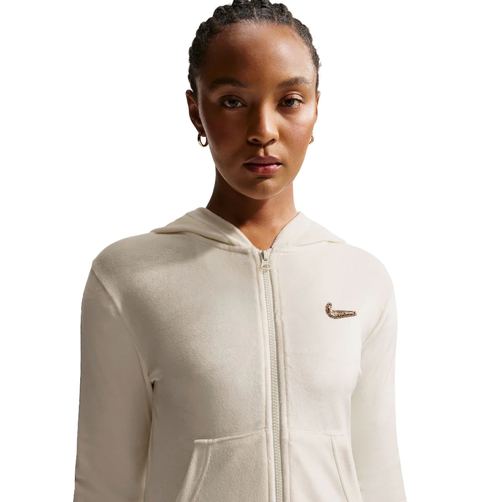 Sportswear Trend Velour Full-Zip Hoodie White - Image 3
