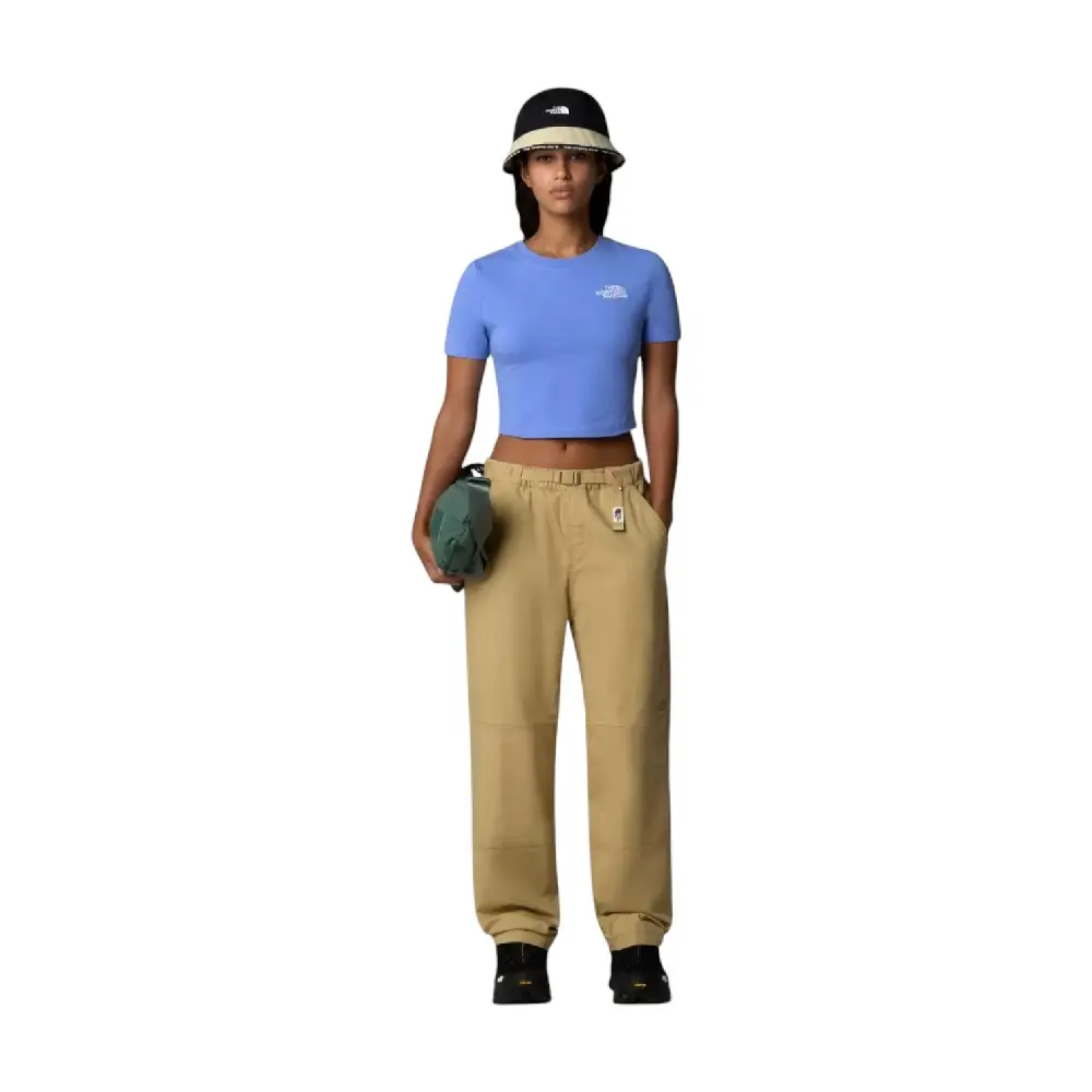 S/S Essential Cropped Slim T-Shirt Blue - Image 3