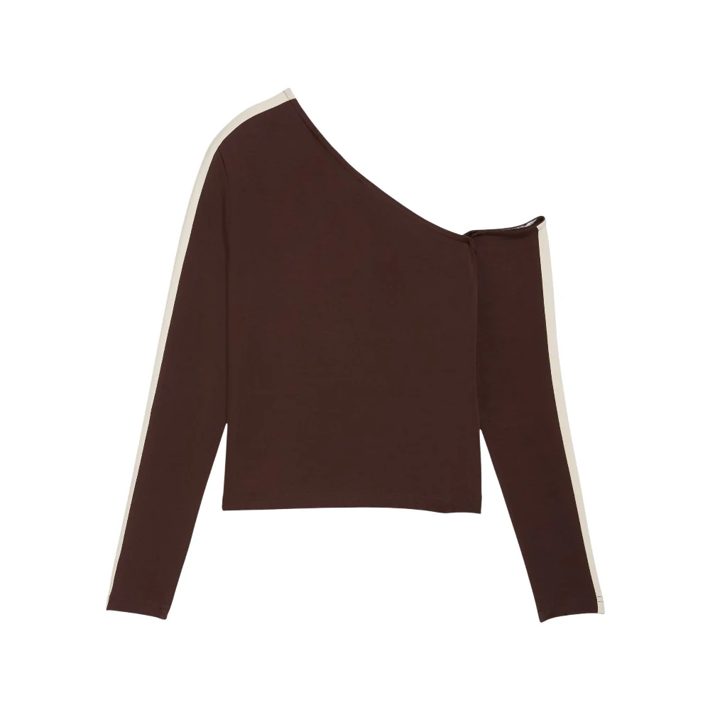 T7 Asymmetric Longsleeve T-Shirt Brown - Image 2