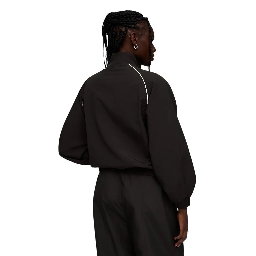 T7 Balloon Sleeve Piping Relaxed Woven Track Jacket Black - Image 4