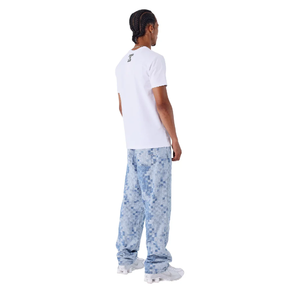 Pixelated Checkered Jeans Blue - Image 2